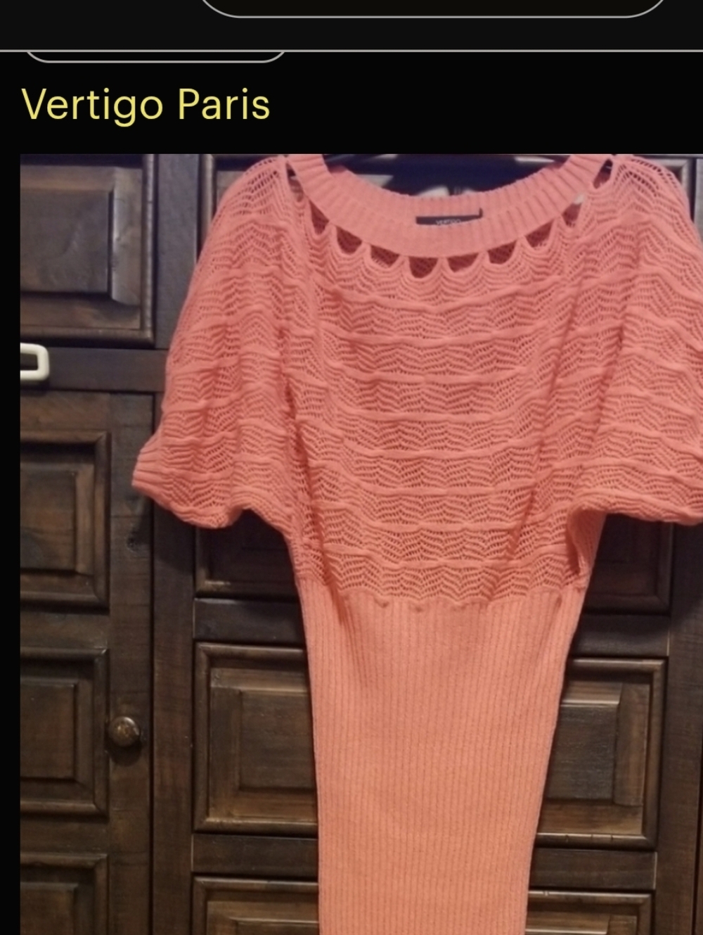 NWT VERTIGO Paris Dolman Sleeve Knit Dress IN CORAL